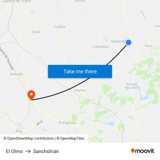 El Olmo to Sanchidrián map