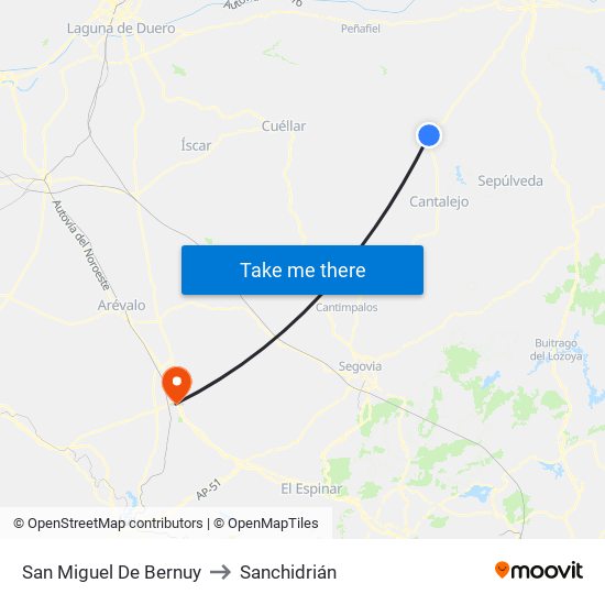 San Miguel De Bernuy to Sanchidrián map