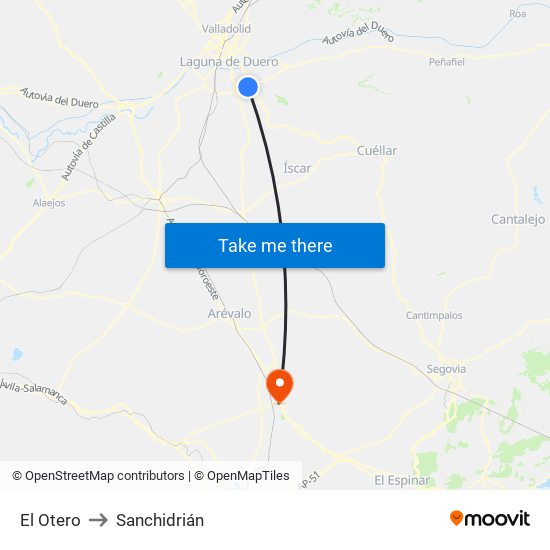 El Otero to Sanchidrián map