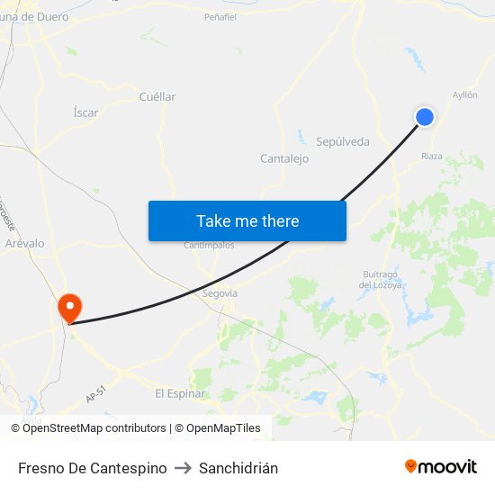 Fresno De Cantespino to Sanchidrián map