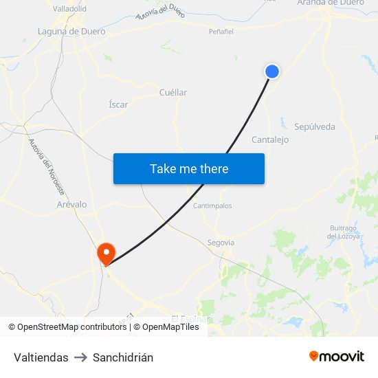 Valtiendas to Sanchidrián map