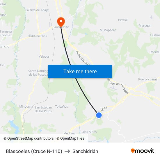 Blascoeles (Cruce N-110) to Sanchidrián map