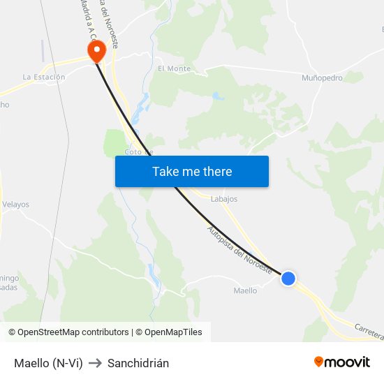 Maello (N-Vi) to Sanchidrián map