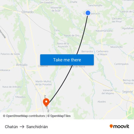 Chatún to Sanchidrián map