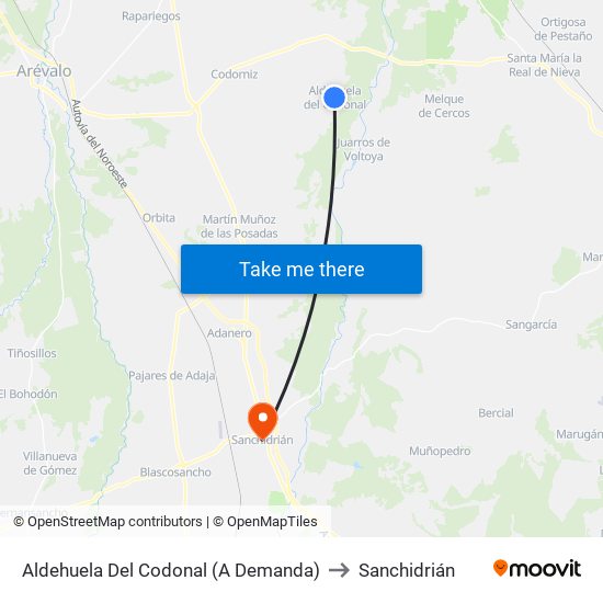 Aldehuela Del Codonal (A Demanda) to Sanchidrián map
