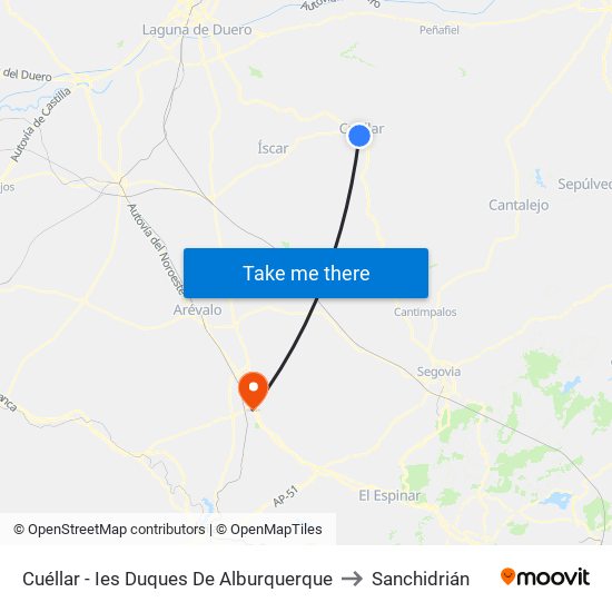 Cuéllar - Ies Duques De Alburquerque to Sanchidrián map