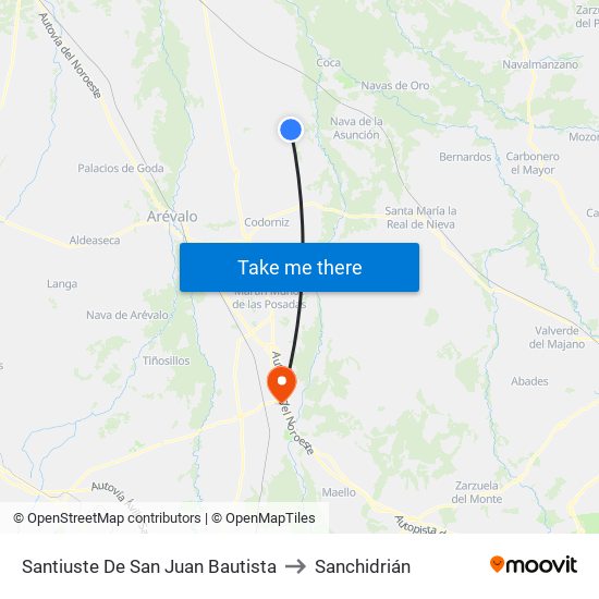 Santiuste De San Juan Bautista to Sanchidrián map
