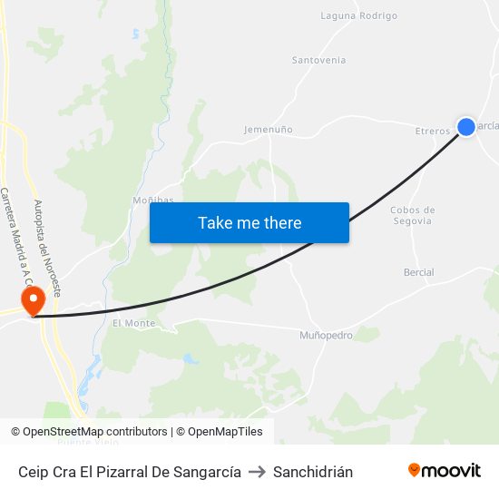 Ceip Cra El Pizarral De Sangarcía to Sanchidrián map
