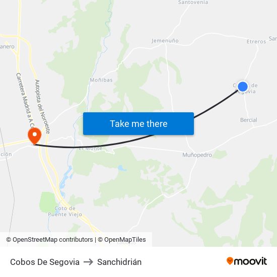 Cobos De Segovia to Sanchidrián map