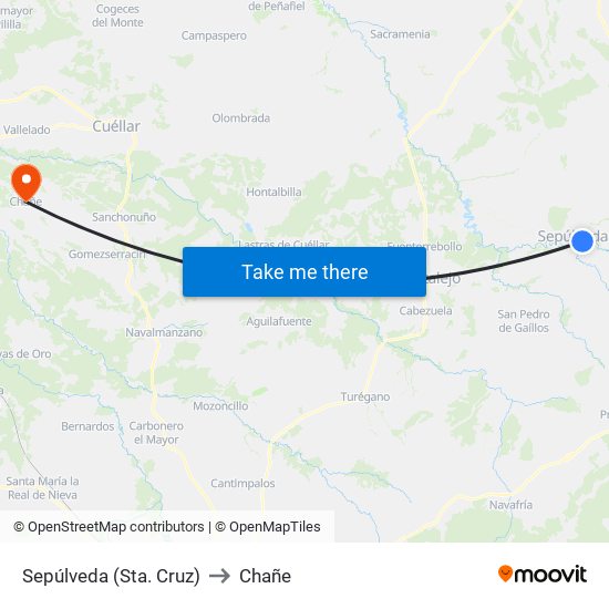 Sepúlveda (Sta. Cruz) to Chañe map