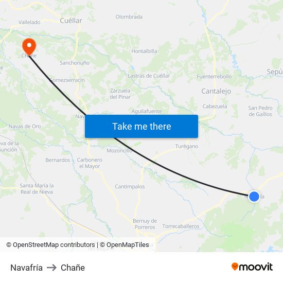 Navafría to Chañe map