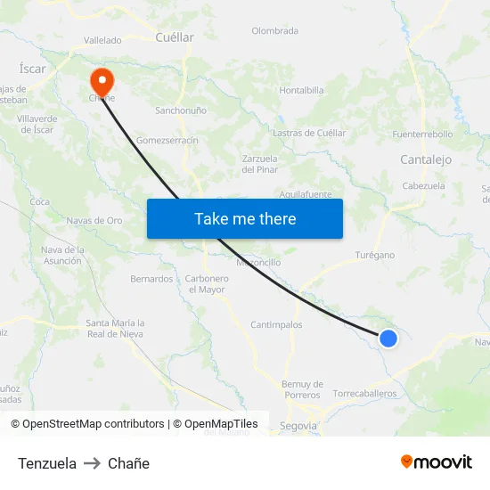 Tenzuela to Chañe map