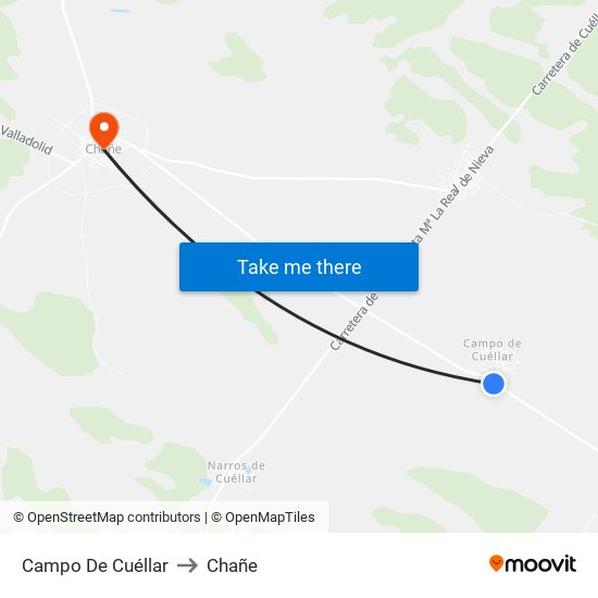 Campo De Cuéllar to Chañe map