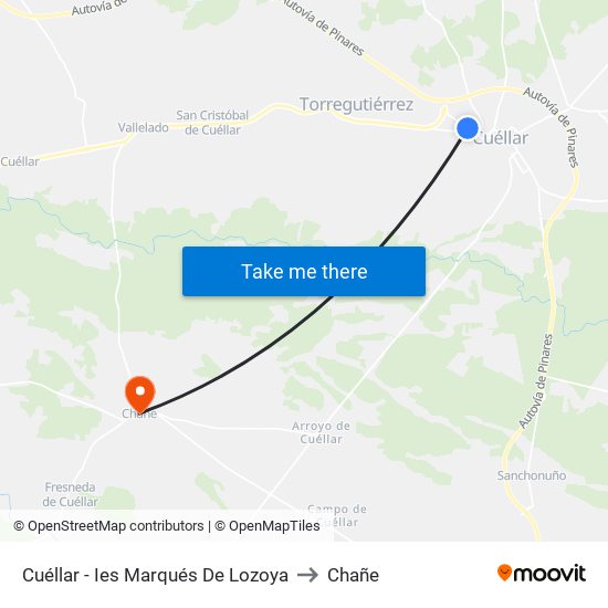 Cuéllar - Ies Marqués De Lozoya to Chañe map
