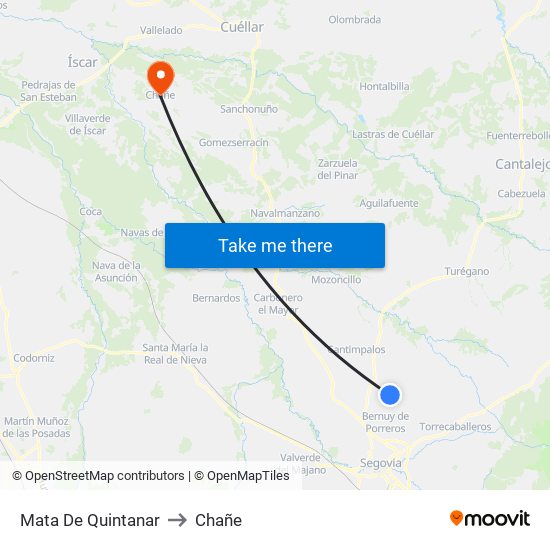 Mata De Quintanar to Chañe map