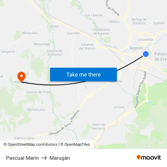 Pascual Marín to Marugán map