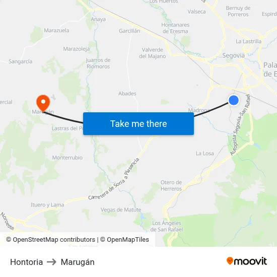 Hontoria to Marugán map