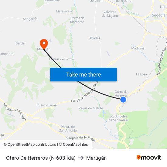 Otero De Herreros (N-603 Ida) to Marugán map