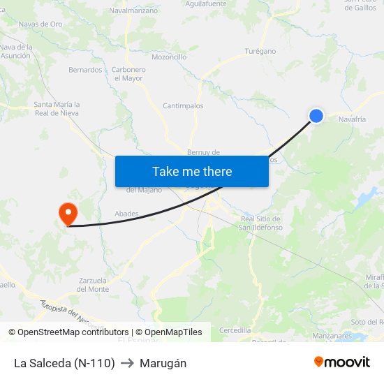 La Salceda (N-110) to Marugán map