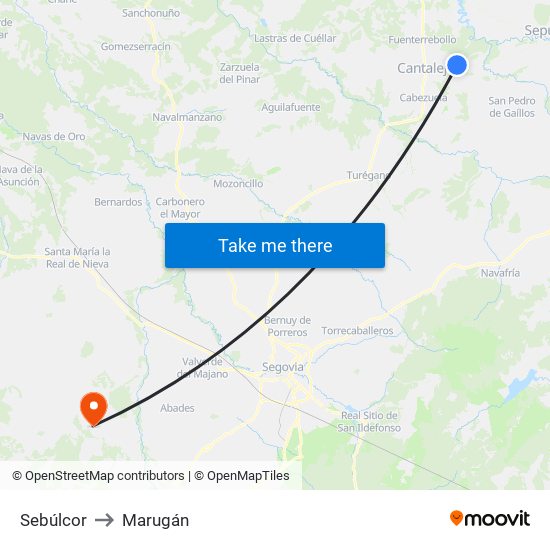 Sebúlcor to Marugán map