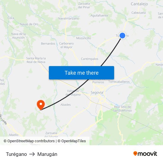 Turégano to Marugán map