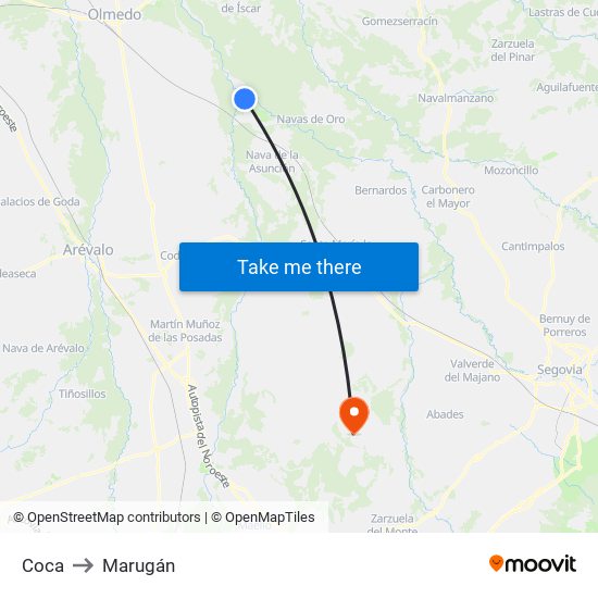 Coca to Marugán map