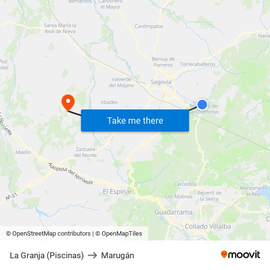 La Granja (Piscinas) to Marugán map