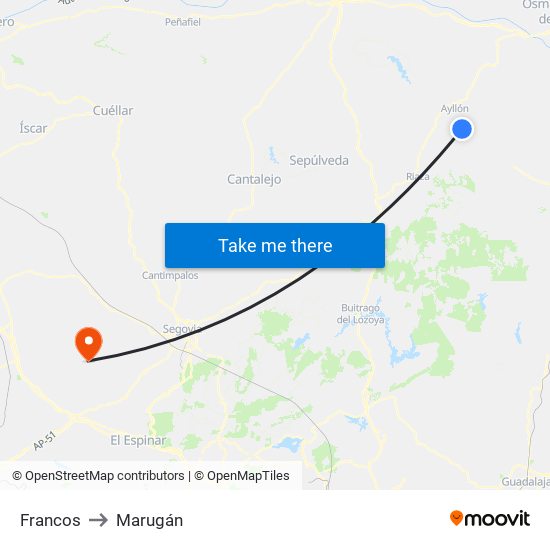 Francos to Marugán map