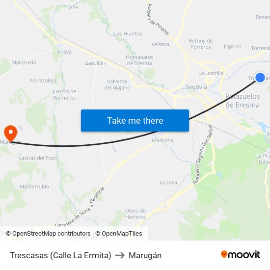 Trescasas (Calle La Ermita) to Marugán map