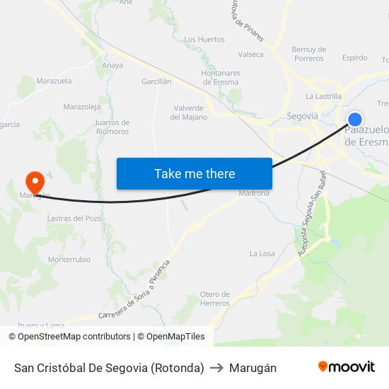 San Cristóbal De Segovia (Rotonda) to Marugán map