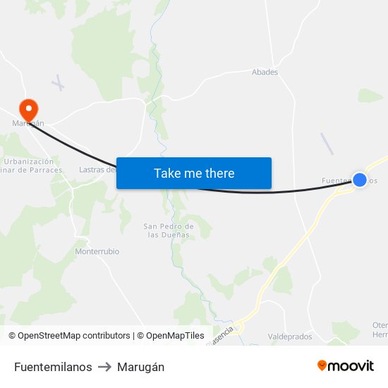 Fuentemilanos to Marugán map