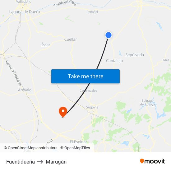 Fuentidueña to Marugán map