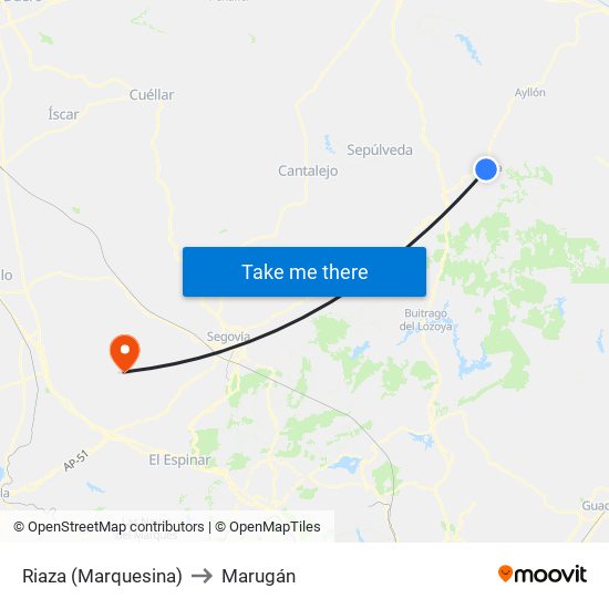 Riaza (Marquesina) to Marugán map