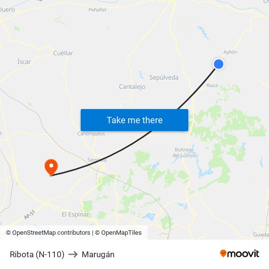 Ribota (N-110) to Marugán map