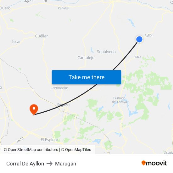 Corral De Ayllón to Marugán map