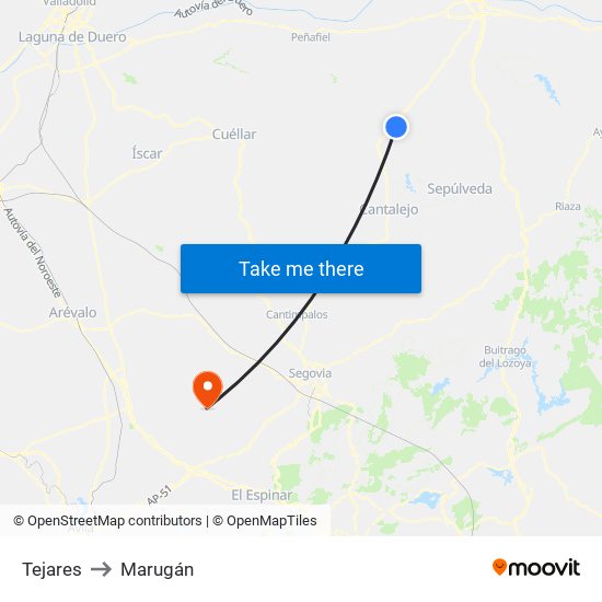 Tejares to Marugán map