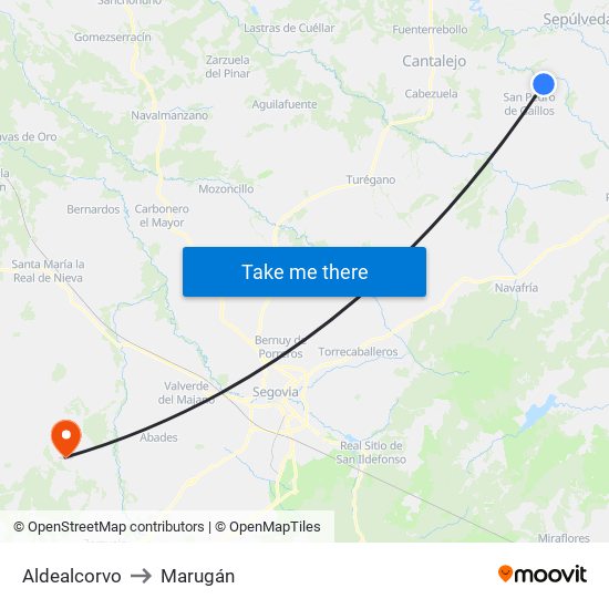 Aldealcorvo to Marugán map