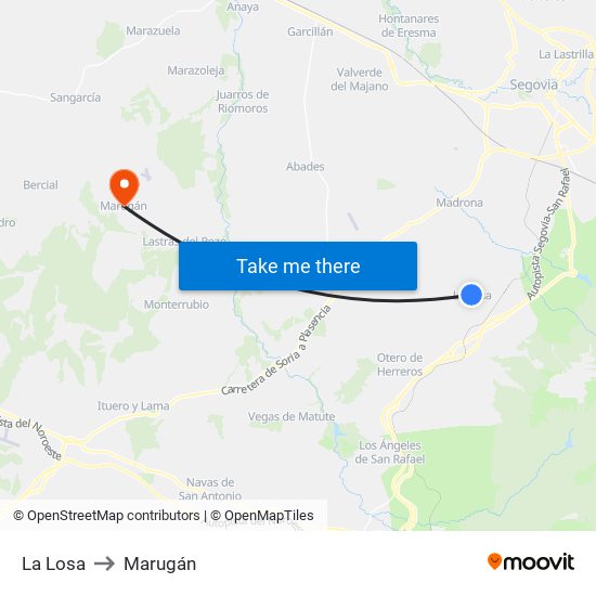 La Losa to Marugán map