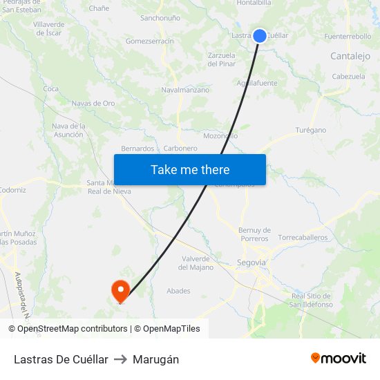 Lastras De Cuéllar to Marugán map
