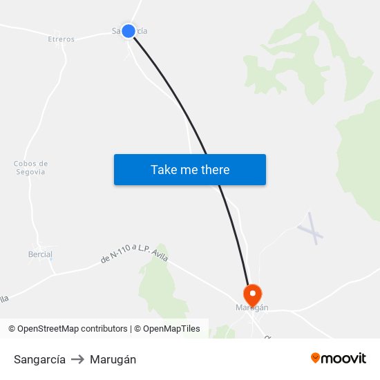 Sangarcía to Marugán map