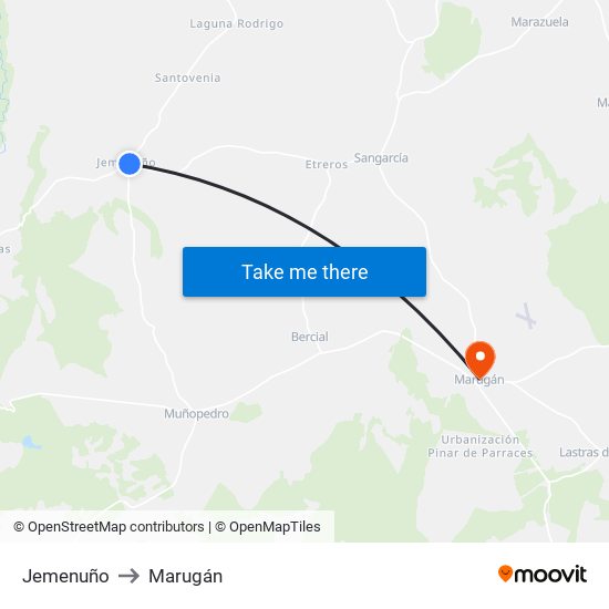 Jemenuño to Marugán map