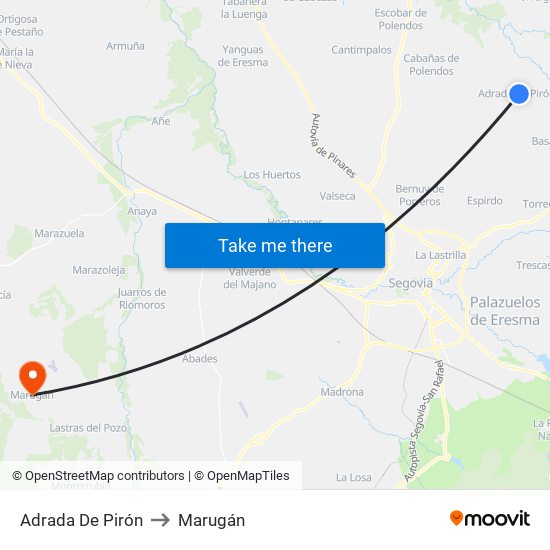 Adrada De Pirón to Marugán map