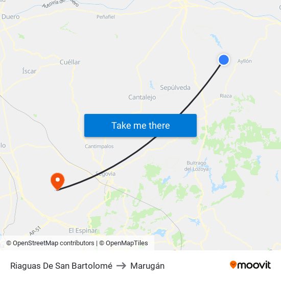 Riaguas De San Bartolomé to Marugán map