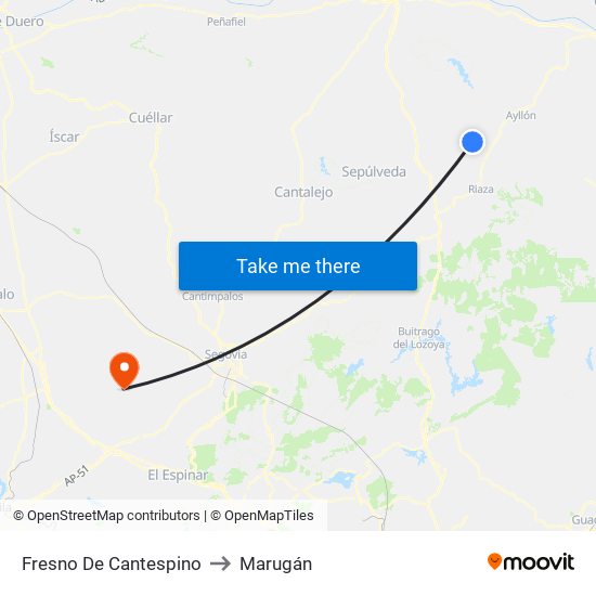 Fresno De Cantespino to Marugán map