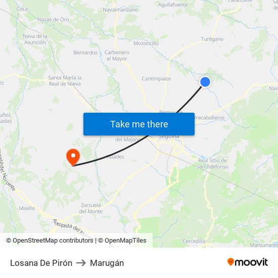 Losana De Pirón to Marugán map