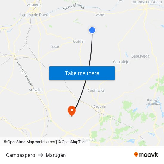 Campaspero to Marugán map