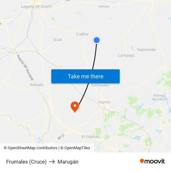 Frumales (Cruce) to Marugán map