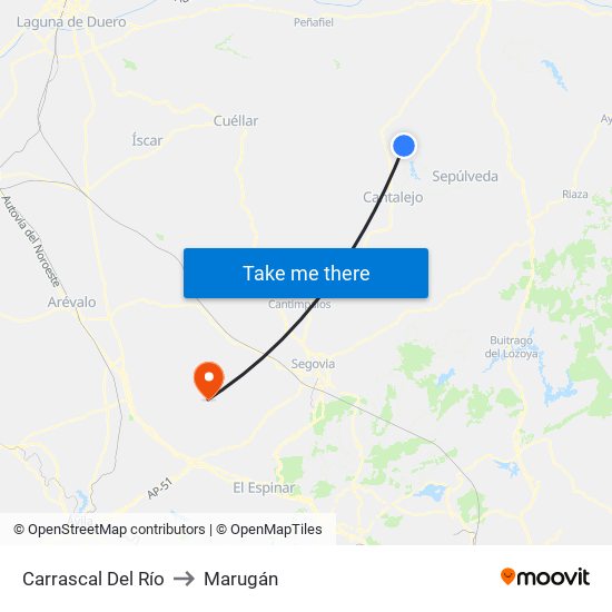 Carrascal Del Río to Marugán map