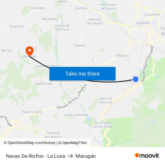 Navas De Riofrio - La Losa to Marugán map