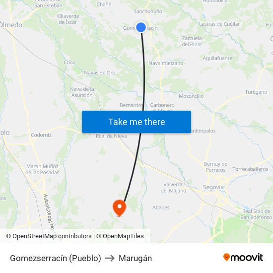 Gomezserracín (Pueblo) to Marugán map